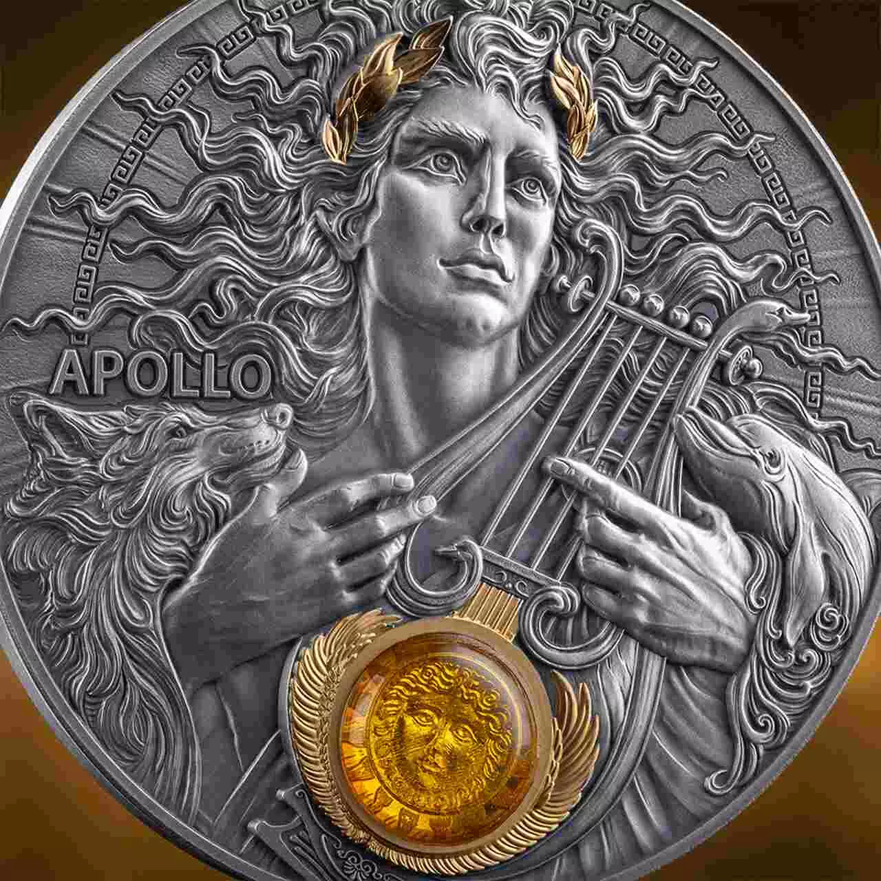 Srebrna moneta Apollo Divine Faces of the Sun 3 uncje srebra 2025 - obrazek 7