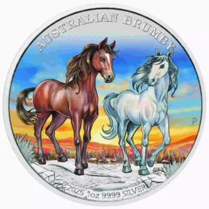 Srebrna moneta Australijski Brumby 1 uncja srebra 2025 Kolorowany