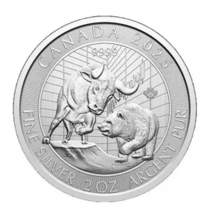Srebrna moneta Canada Bull and Bear 2 uncje srebra 2025