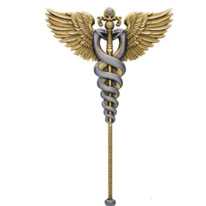 Srebrny numizmat Winged Staff The Divine Weapons 2 uncje srebra Gilded