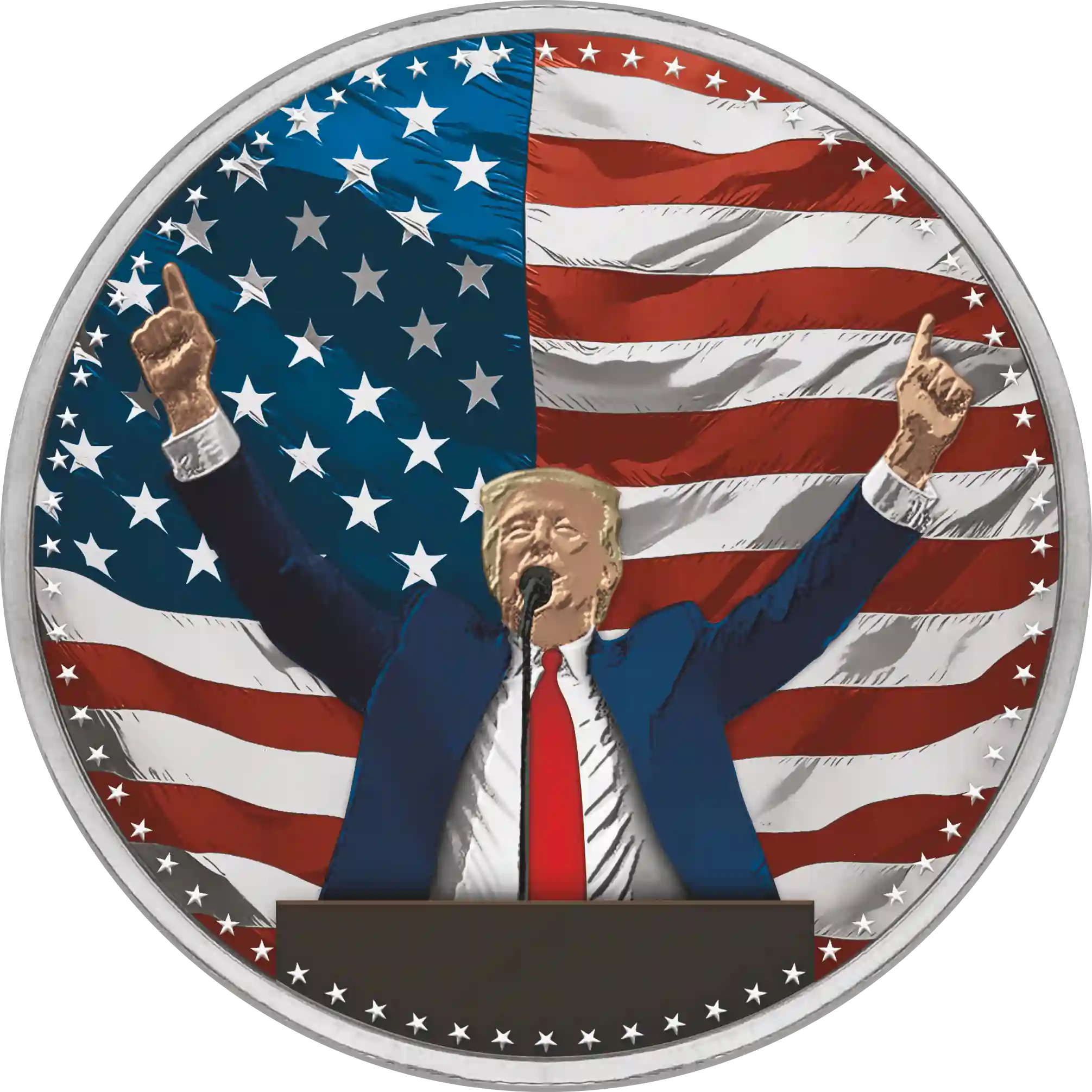 Amerykański Orzeł 1 uncja srebra Donald Trump 47. Prezydent USA