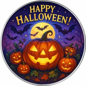 Srebrna moneta Amerykański Orzeł 1 uncja srebra 2025 Happy Halloween: Jack-o'-lantern Pumpkin
