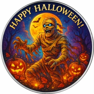 Srebrna moneta Amerykański Orzeł 1 uncja srebra 2025 Happy Halloween: Mummy