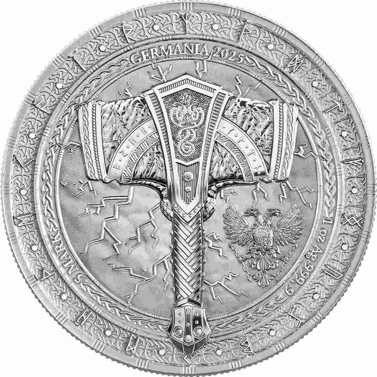 Srebrna Moneta Mjölnir Artefacts 1 uncja srebra 2025 - obrazek 2
