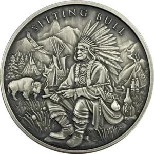 Srebrna moneta Sitting Bull Legendary Warriors 1 uncja srebra Antique