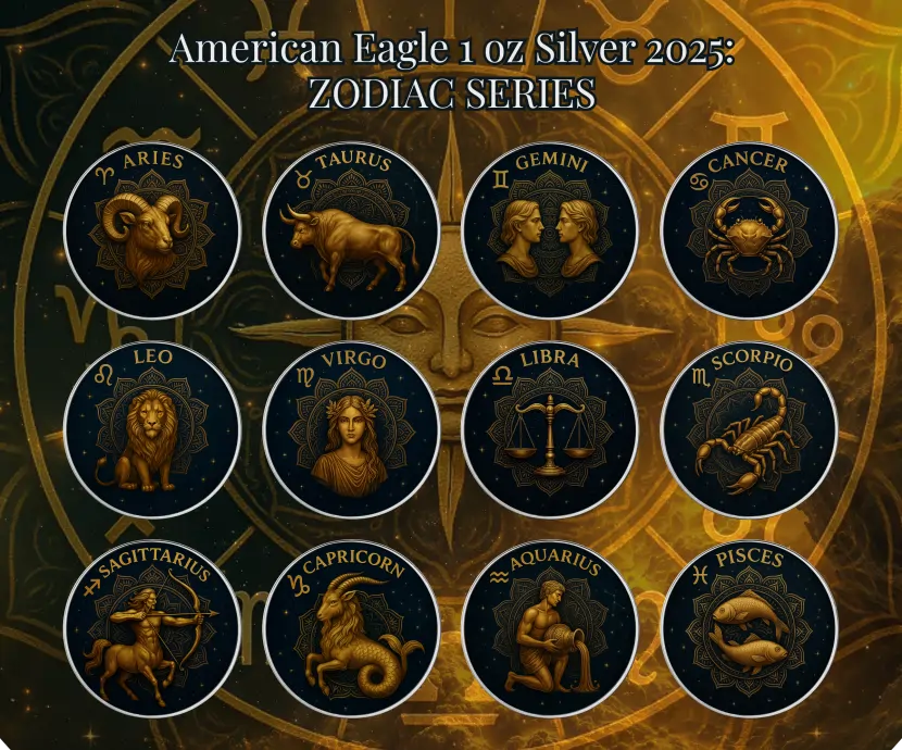 Srebrna moneta Amerykański Orzeł 1 uncja srebra 2025 Zodiac Series: Virgo