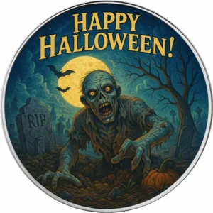 Srebrna moneta Amerykański Orzeł 1 uncja srebra 2025 Happy Halloween: Zombie Rising From Grave