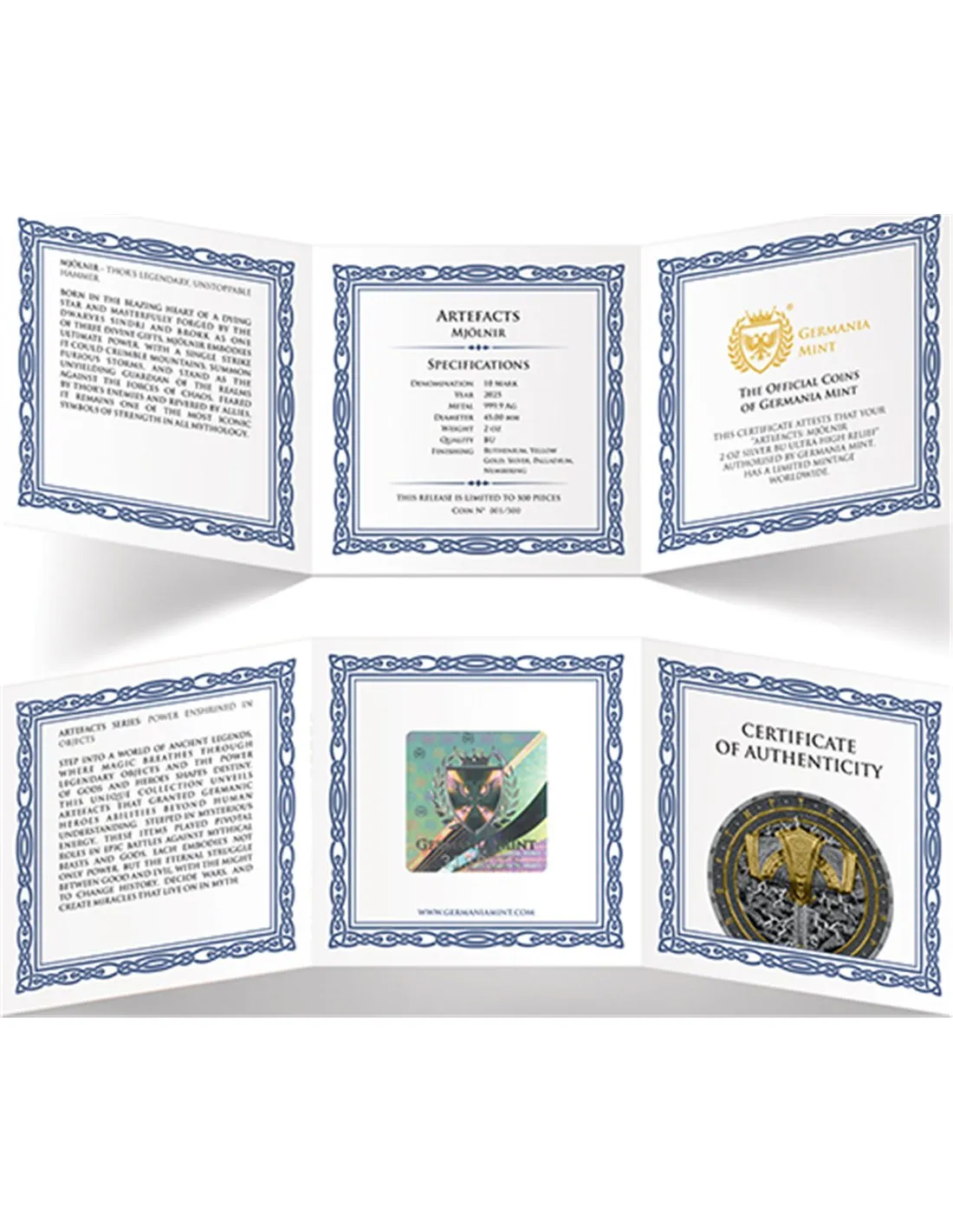 Srebrna Moneta Mjölnir Artefacts 2 uncje srebra 2025 Ultra High Relief