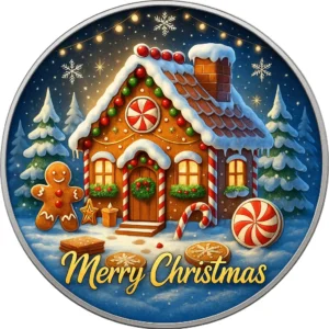 Srebrna moneta Amerykański Orzeł 1 uncja Srebra 2025 Merry Christmas: Gingerbread House