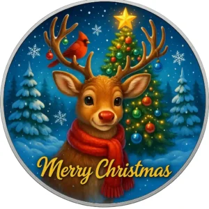 Srebrna moneta Amerykański Orzeł 1 uncja Srebra 2025 Merry Christmas: Reindeer