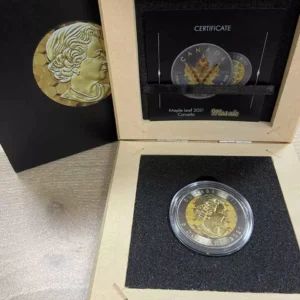 Srebrna moneta Kanadyjski Liść Klonowy 1 uncja srebra 2021 Mosaic Ruthen
