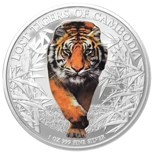 Kambodża Lost Tigers 1 uncja srebra 2026 Color