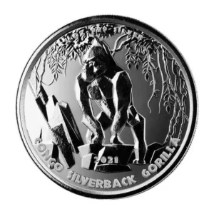 Srebrna moneta Africa Congo Silverback Gorilla 1 uncja srebra 2021