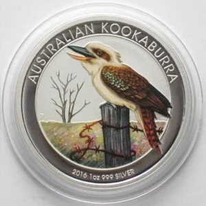 Srebrna moneta Kookaburra 1 uncja Srebra 2016 Kolorowana