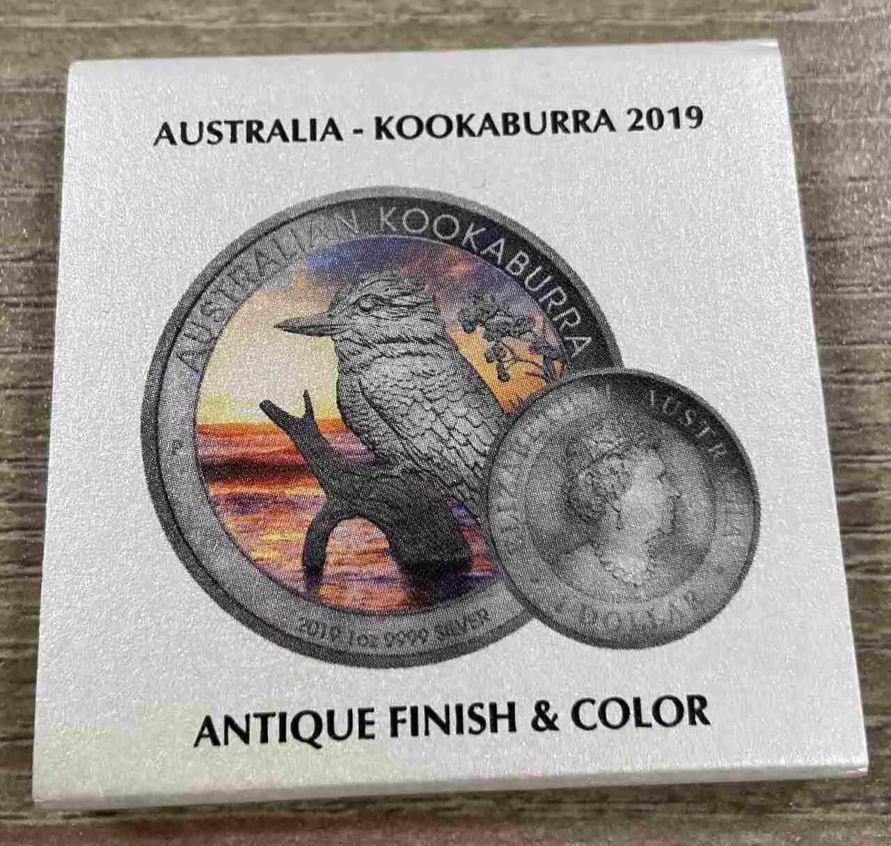 Srebrna moneta Kookaburra 1 uncja Srebra 2019 Antique Finish and Color - obrazek 3