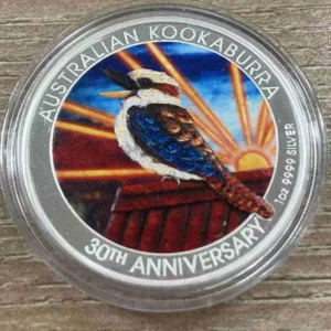 Srebrna moneta Kookaburra 30th Anniversary 1 uncja Srebra 2020 Color