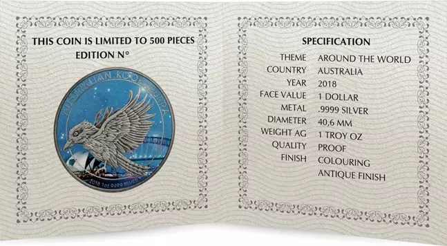 Srebrna moneta Kookaburra Australia Around The World 1 uncja Srebra 2018 - obrazek 4