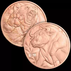 Miedziany medal Bull and Bear 1 uncja miedzi