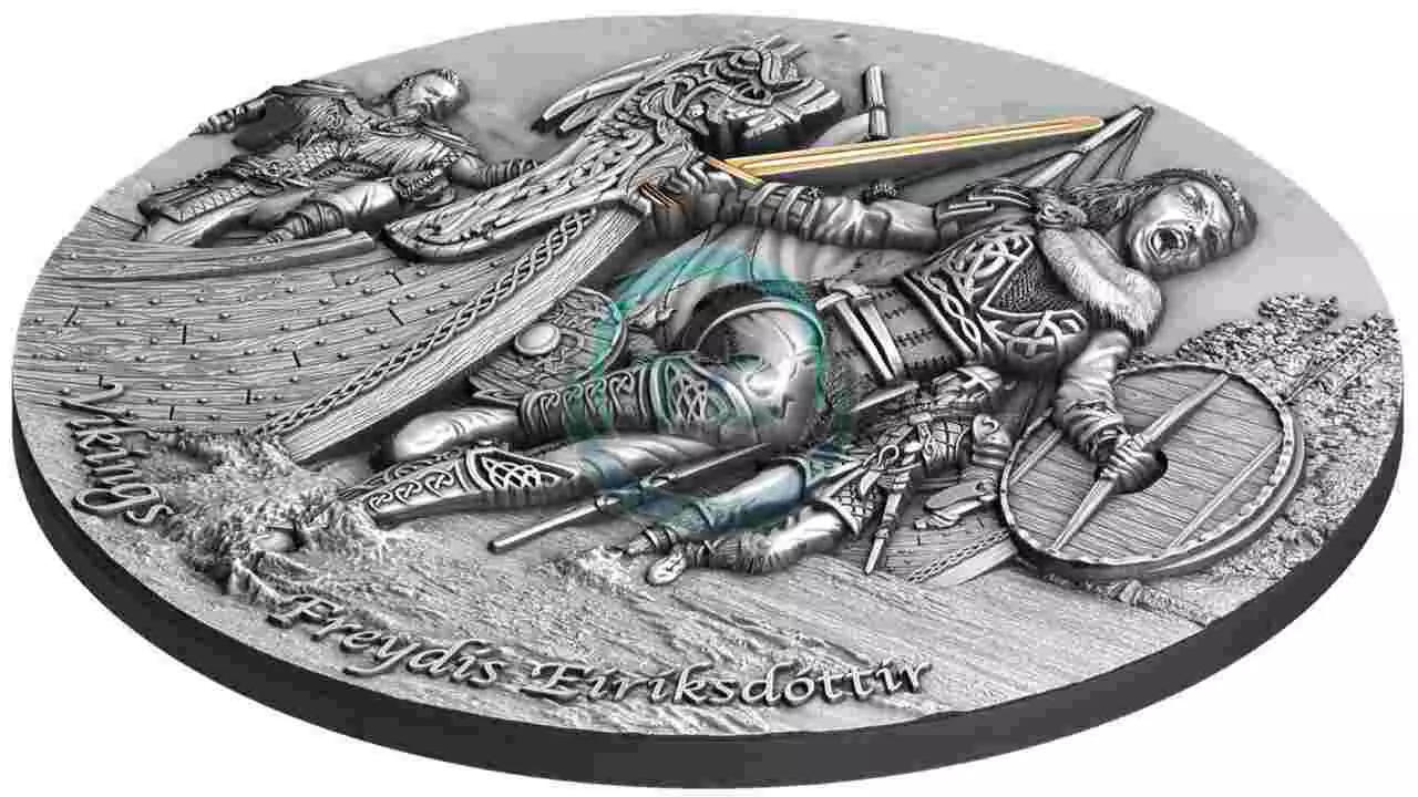 Srebrna moneta Freydis Eiriksdottir Vikings 2 uncje srebra 2021 - obrazek 3