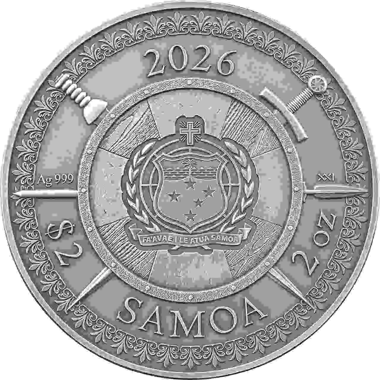 Srebrna moneta William Wallace Legends of Battlefield 2 uncje srebra 2026 - obrazek 2