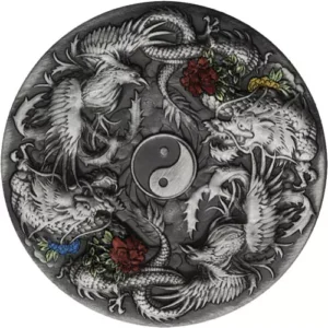 Srebrna moneta Double Dragon and Phoenix Yin Yang 2 uncje srebra 2021