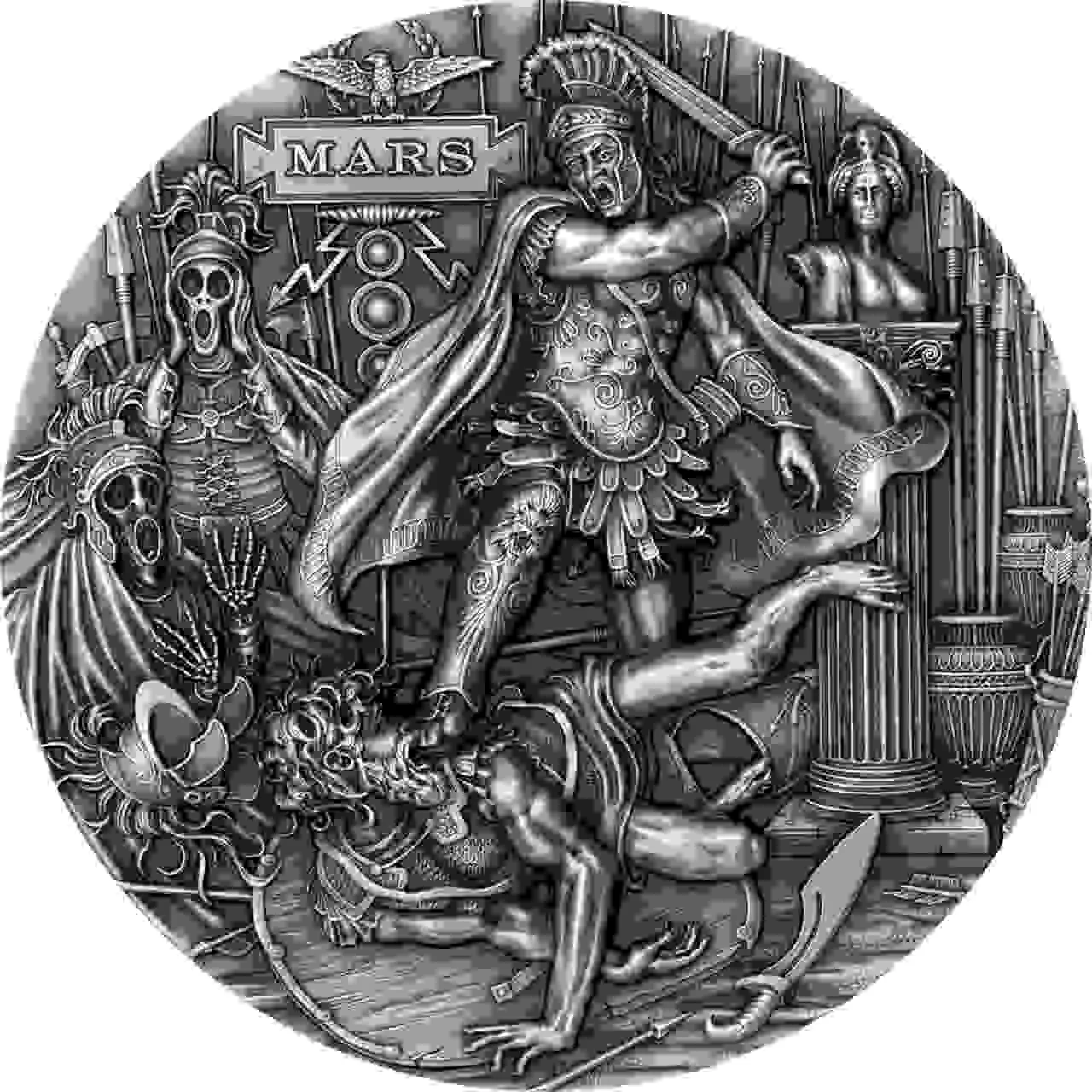 Srebrna moneta Mars Roman Gods 2 uncje srebra 2021