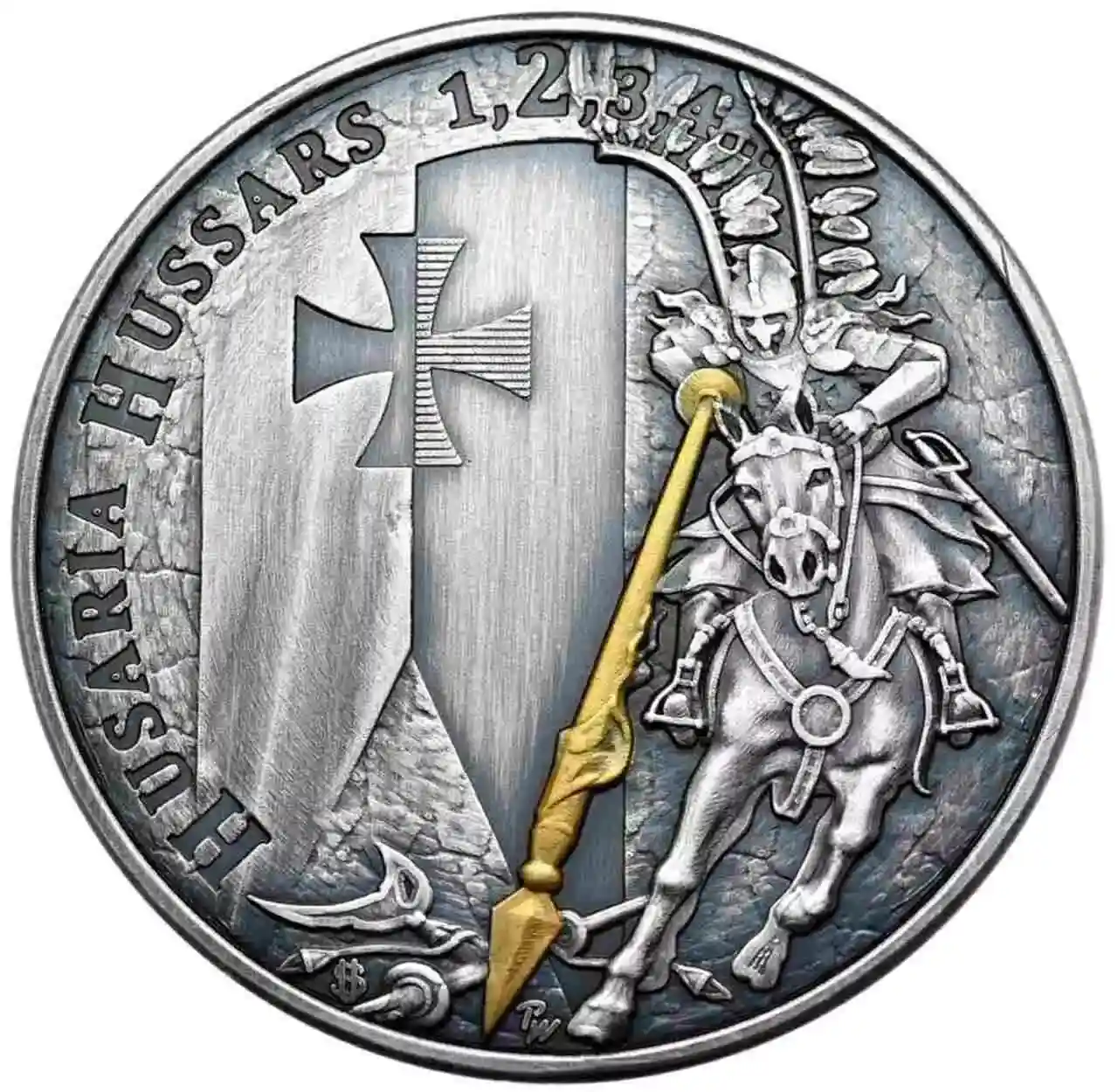 Zestaw 3 medali Husaria 1 uncja srebra Antique Gold edycje II, III i IV - obrazek 3