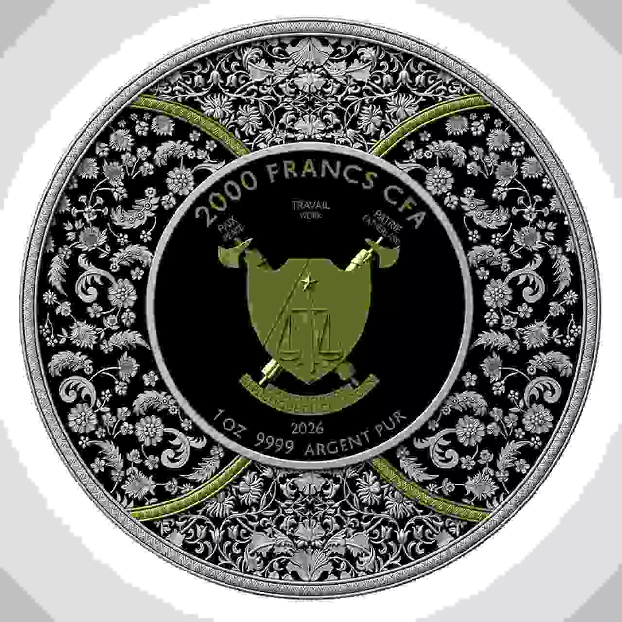 Srebrna moneta Durga Cameroon 1 uncja srebra 2026 Dark Ruthenium Gilded - obrazek 2
