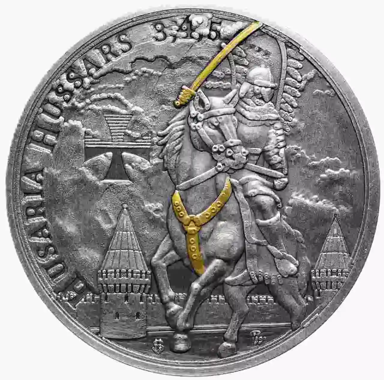 Zestaw 3 medali Husaria 1 uncja srebra Antique Gold edycje II, III i IV - obrazek 2