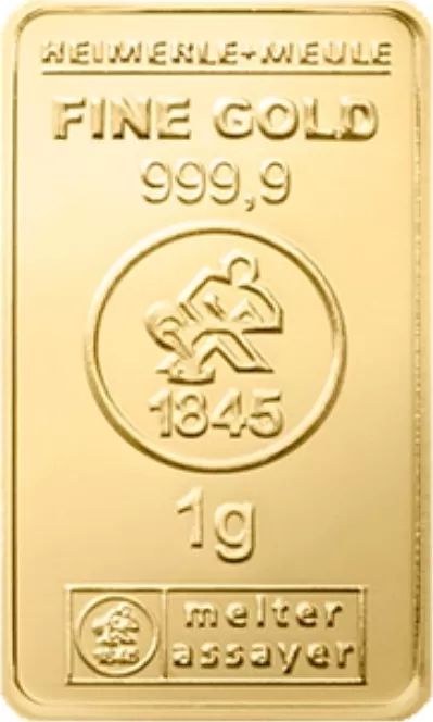 Niemiecka złota sztabka inwestycyjna Złota sztabka 1 g Heimerle + Meule