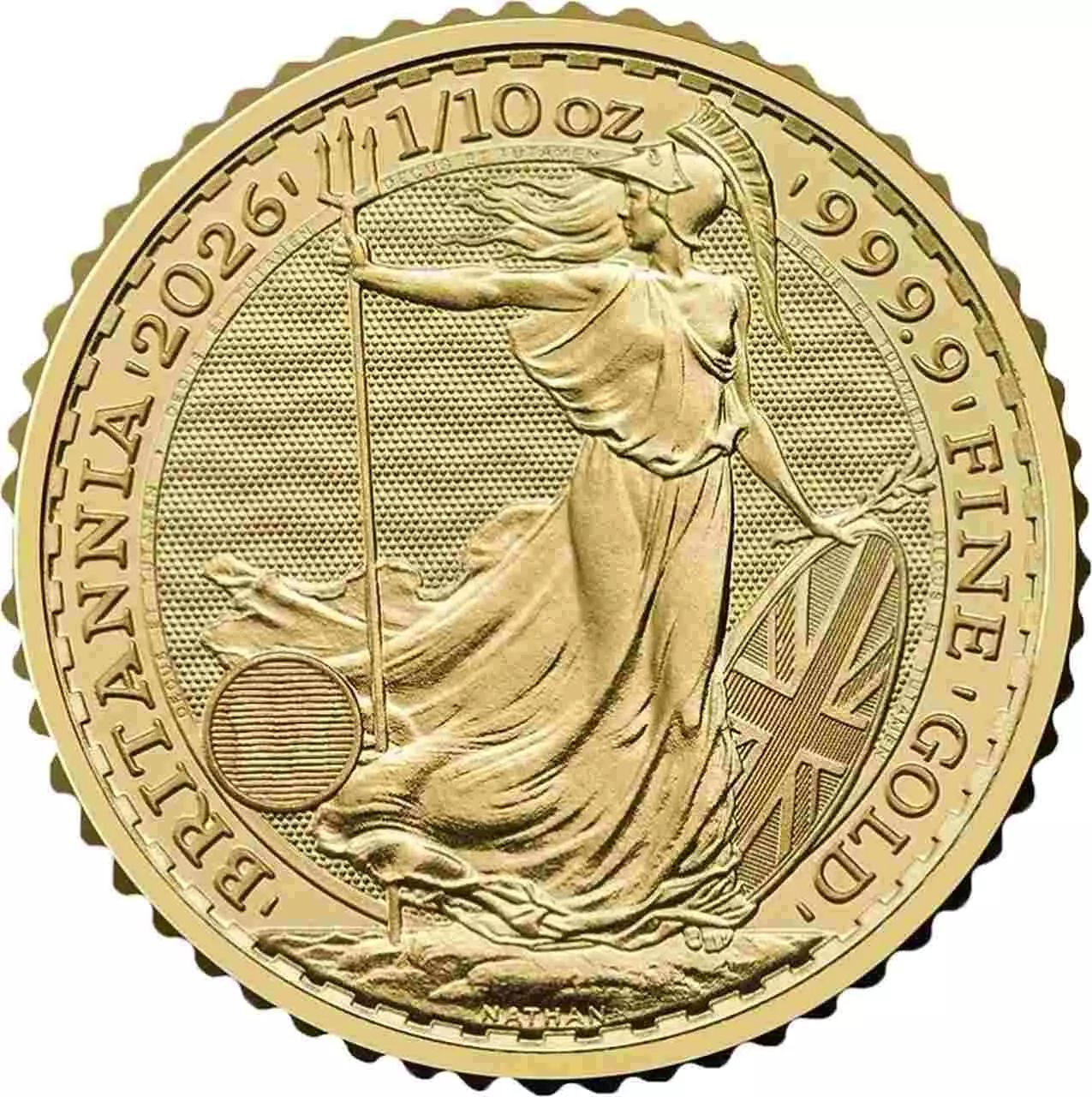 złota moneta bulionowa Britannia 1/10 uncji złota 2026