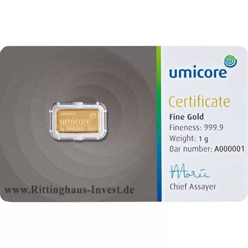 Złota sztabka inwestycyjna Sztabka Złota 1 g LBMA