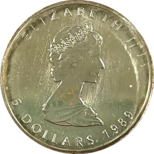 Kanadyjski Liść Klonowy 1 uncja Srebra 1989