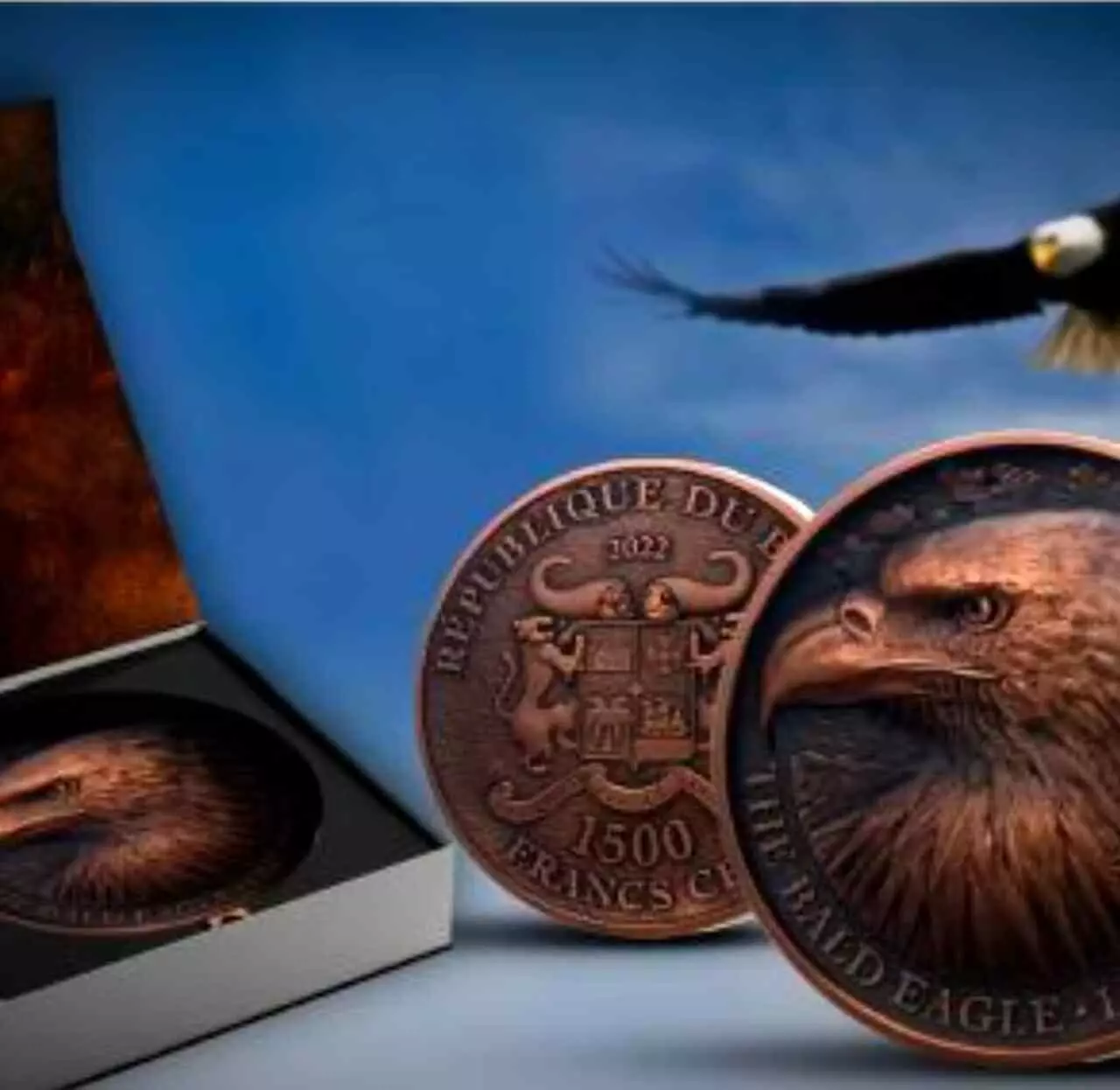 Miedziana moneta Bald Eagle Cuivre Signature Edition 1 kg miedzi 2022 - obrazek 2