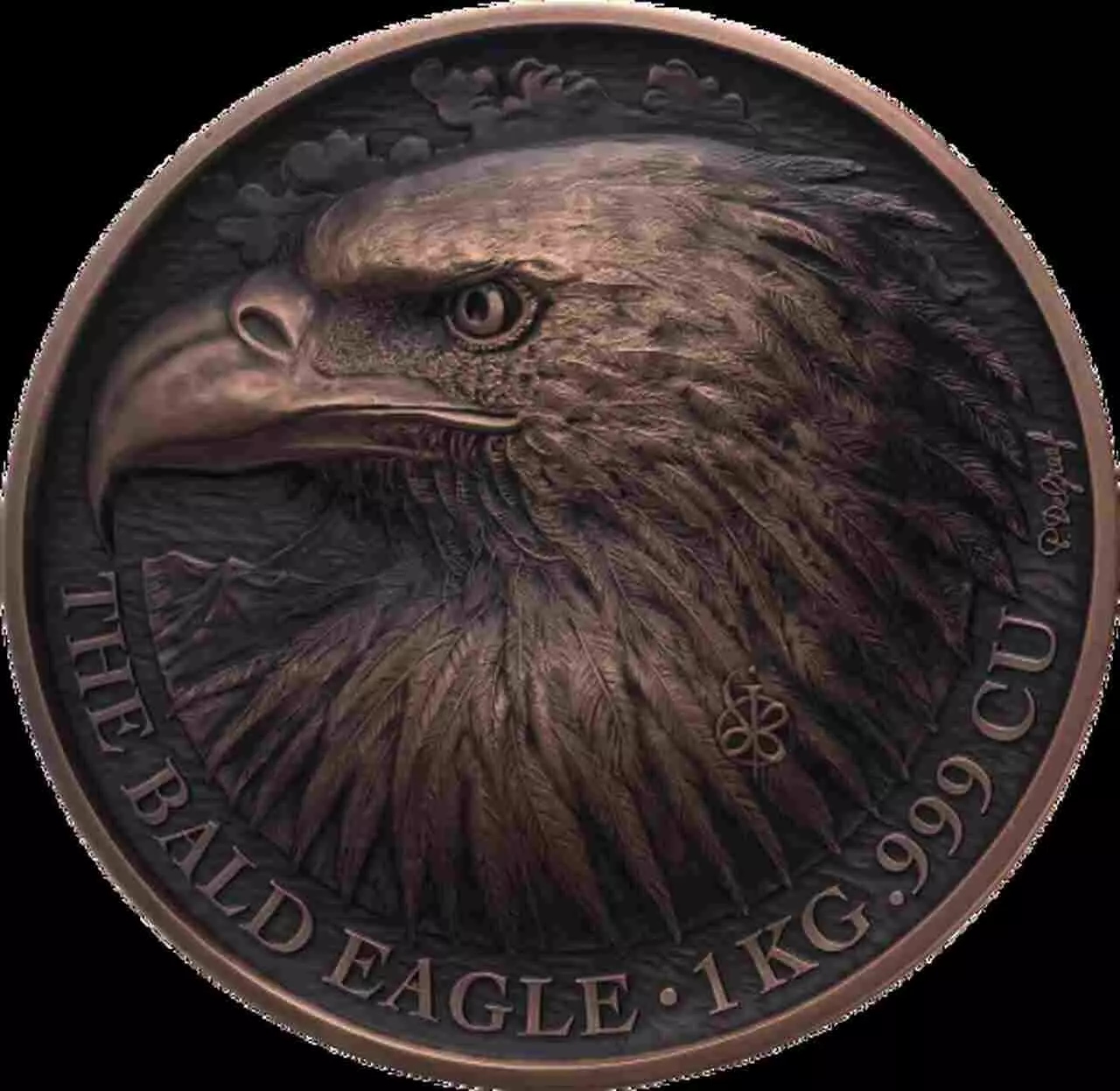 Miedziana moneta Bald Eagle Cuivre Signature Edition 1 kg miedzi 2022