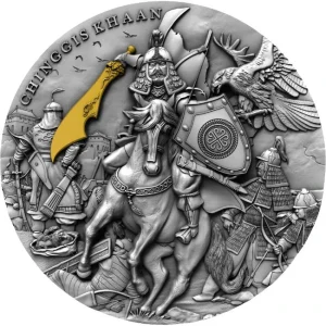 Srebrna moneta Chinggis Khaan 2 uncje srebra 2019 High Relief