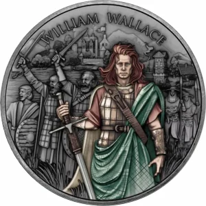 Srebrny medal William Wallace Legendary Warriors 1 uncja srebra Antique Color