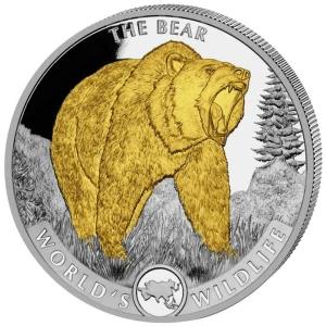The Bear World's Wildlife 1 uncja Srebra 2022 Pozłacany