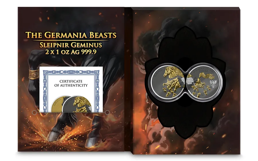 Srebrna moneta Sleipnir Geminus Germania Beasts 2 x 1 uncja srebra 2026
