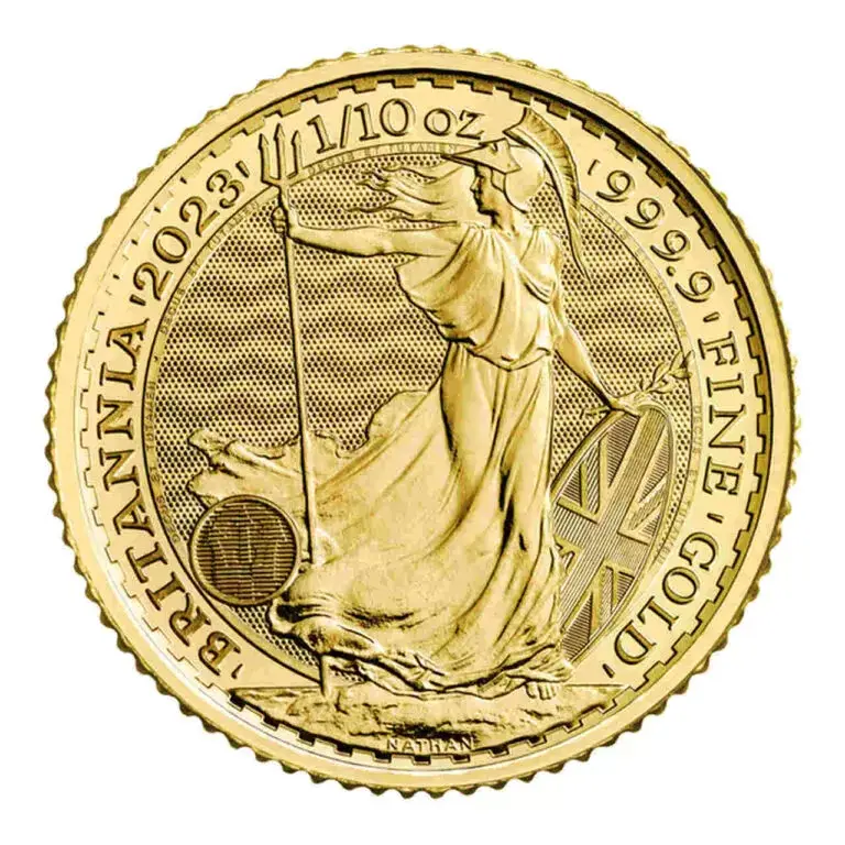 Złota moneta Britannia 1/10 uncji złota lata losowe