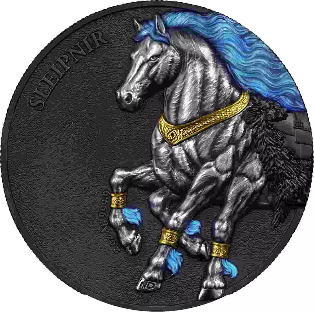 Srebrna moneta Sleipnir Germania Beasts 2 uncje srebra 2026 Ultra Double High Relief - obrazek 5