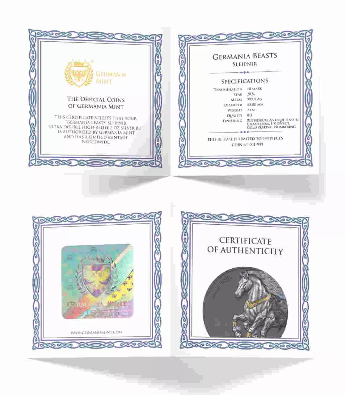 Srebrna moneta Sleipnir Germania Beasts 2 uncje srebra 2026 Ultra Double High Relief - obrazek 6