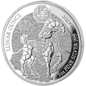 Srebrna moneta Rwanda Year of Goat 1 uncja srebra 2027 PROOF