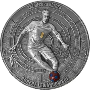 Srebrna moneta Rekordzista – Robert Lewandowski Droga do Marzeń 2 uncje srebra 2025