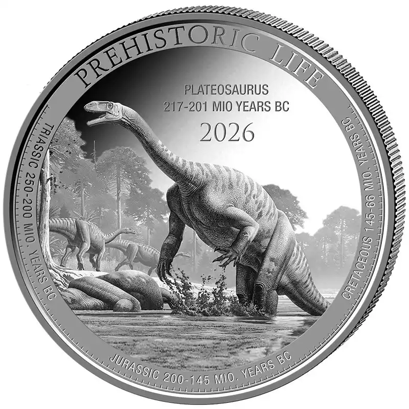 Srebrna Moneta Prehistoric Life II Plateosaurus 1 uncja srebra 2026