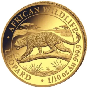 Złota moneta Leopard African Wildlife 1/10 uncji złota 2026