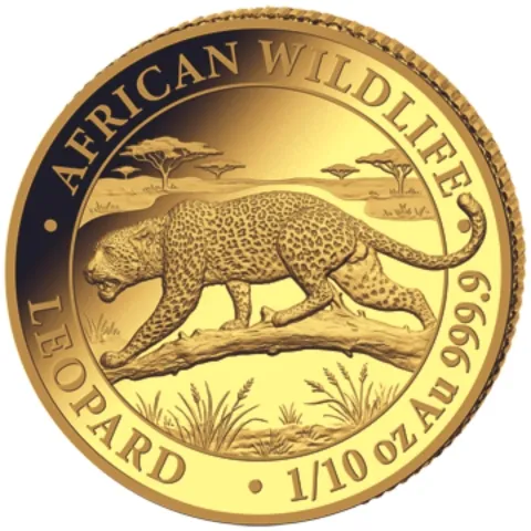 Złota moneta Leopard African Wildlife 1/10 uncji złota 2026