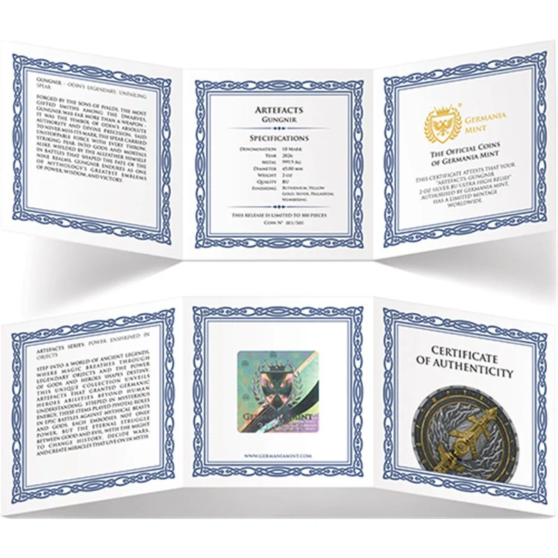 Srebrna Moneta Gungnir Artefacts 2 uncje srebra 2026 Ultra High Relief - obrazek 5