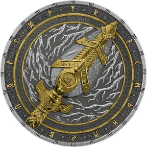 Srebrna Moneta Gungnir Artefacts 2 uncje srebra 2026 Ultra High Relief
