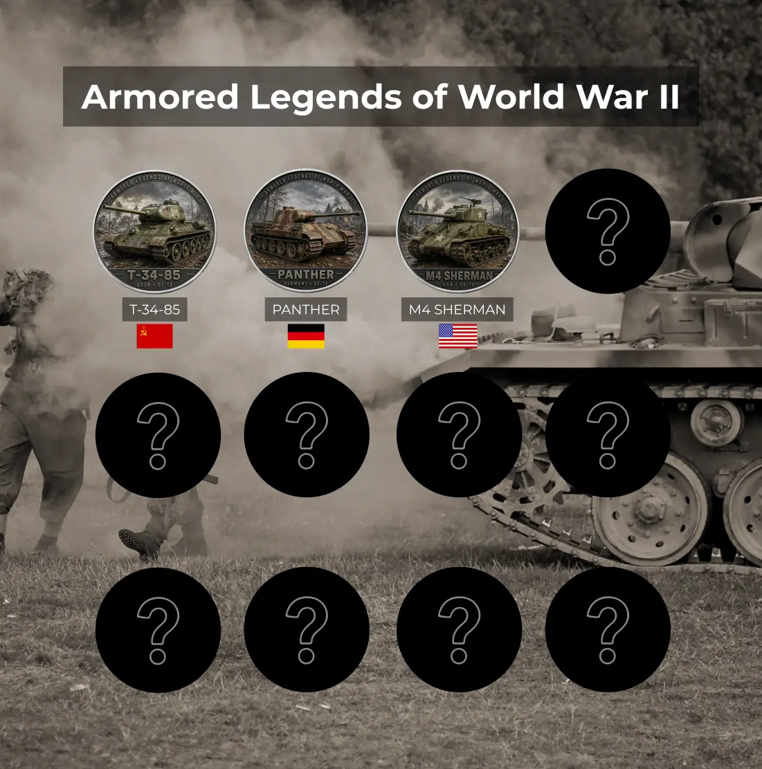Srebrna moneta Amerykański Orzeł 1 uncja srebra 2026 Armored Legends of World War II